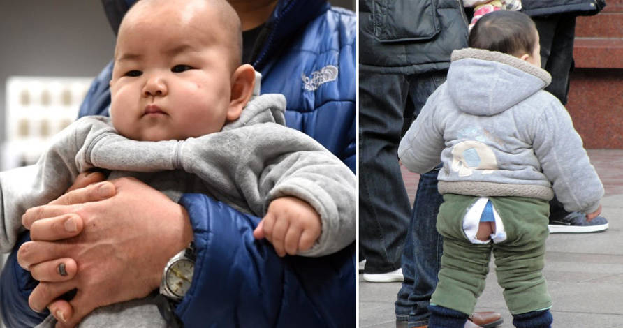 중국 아기들이 엉덩이가 뚫린 바지를 입고 다니는 이유